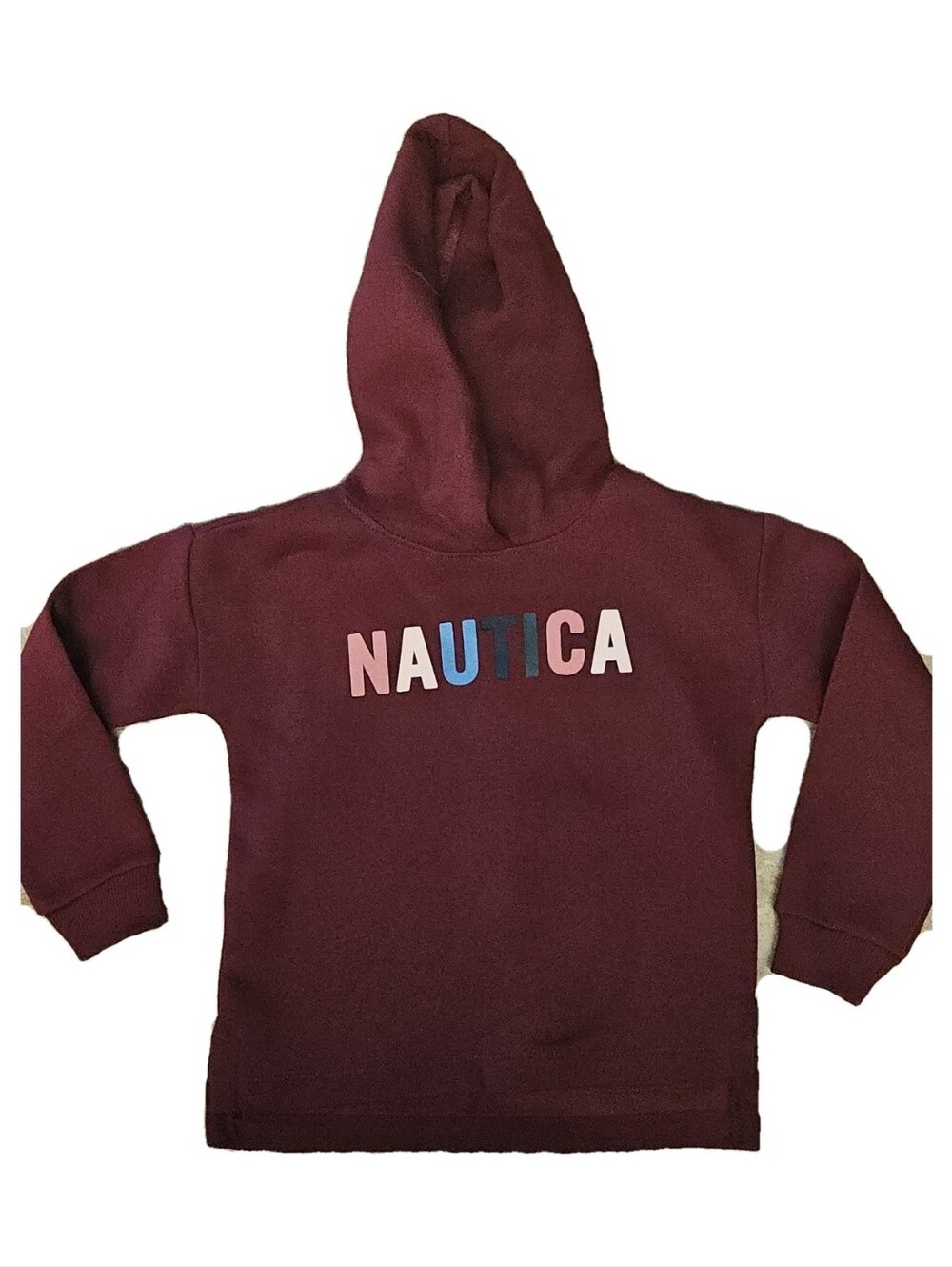 Nautica Kids SZ 6 Maroon Hooded Sweatshirt with Multicolor Logo